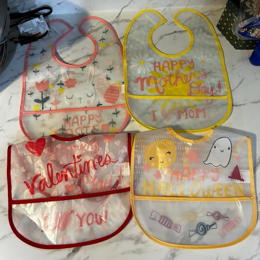 (8) Peva Holiday Themed Bibs